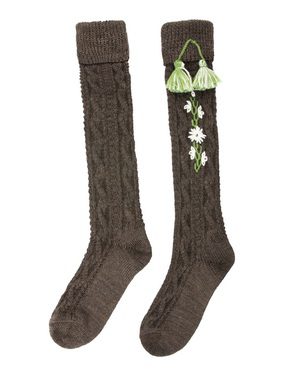 marrón pistacho, calcetín austriaco, niño, calcetín de caza, calcetín de lana, calcetín pompón